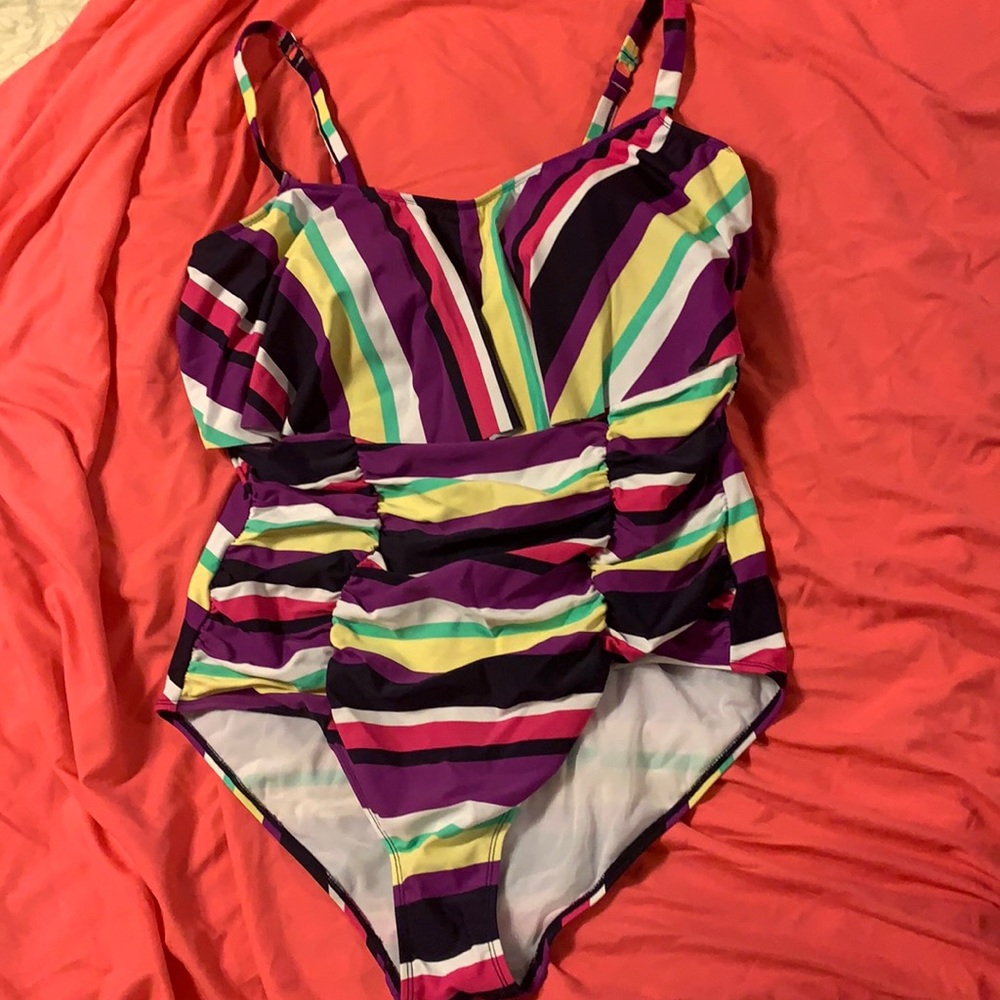 Torrid One-Piece Striped Swimsuit Size 2 (18-20)